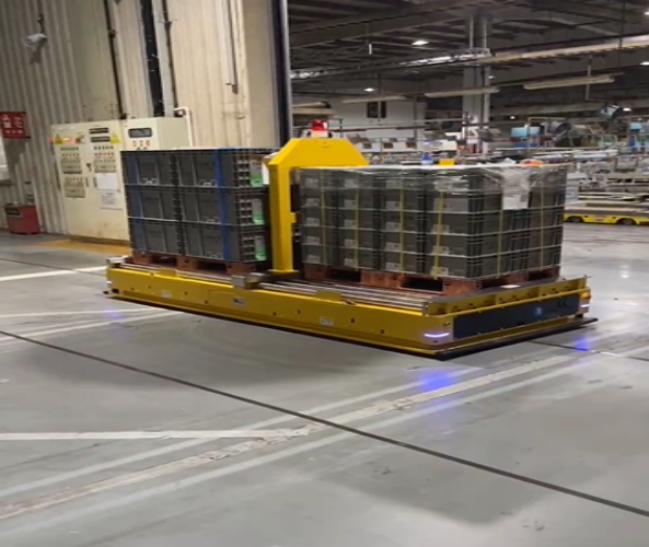 雙滾筒移栽式AGV應(yīng)用